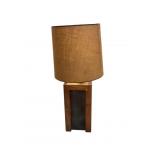 Vtg 1970s Custom Pine Table Lamp w Shade