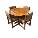 Vtg 1970s Custom Pine Kitchen Table w Chairs