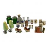 Collection of Salt Shakers w Ceramic Metal Plastic