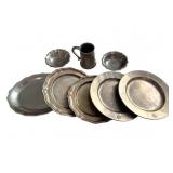 8pcs Pewter Dishware w Bowls Mug +