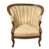 Channel Upholstered Barrel Back  Armchair