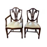 Hepplewhite Shield Back Chairs w Plume Back