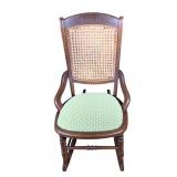 Early Wood Wicker & Upholstry Rocking Chair