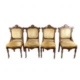 Walnut Eastlake Style Side Chairs - 4 Matched