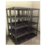 4 Black Plastic Shelves 74"x34"x24"
