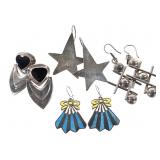 4 Pr Sterling Earrings 50.3g TW Pierced
