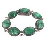 Sterling Jade Cabachon Bracelet 26.3g TW