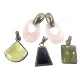 Sterling Bezel Pendants Rhodochrosite Lem Quartz+
