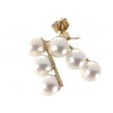14K Tri Pearl Earrings 4mm 1.9g TW