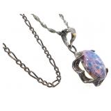 2 Sterling Necklaces Dichroic Glass Pendant