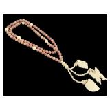 Carved Ivory Bone & Jasper Bead Necklace