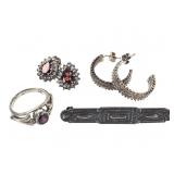 Sterling Earrings Ring Brooch Pin 19.64g TW