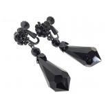 Miriam Haskell Black Jet Clip Earrings