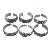 6 Sterling Toe Pinky Rings 10.5g TW
