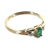 14K Emerald Diamond Ring 1.4g TW Sz 7