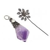 Sterling Filligree Stick Pin & Amethyst Pendant