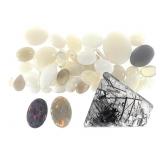 Loose Opal Cabochons - Black & Semi Black + Quartz