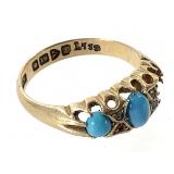 18K Turquoise Ring 3.5g TW Sz 6 1/2 Missing 1 Ston