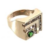14K Diamond Emerald Ring 10.3g TW Sz 7 3/4