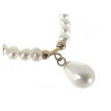 14K Clasp 16" L Pearl necklace w Teardrop Pendant