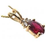 Sterling Necklace w Red Pendant 3.5g TW