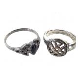 2 Sterling Rings 8.5g TW Sz 8-10