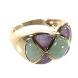 14K Jade Ring 6.1g TW Sz 9 1/2