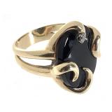 14K Onyx Diamond Ring 10.0g TW Sz 9