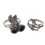 2 Sterling Rings Dolphin & Eagle 10.8g TW