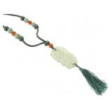 Vtg Carved Jade Pendant 2 1/2" H