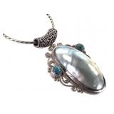 Sterling Necklace w Mabe Pearl Slide 46.3g TW
