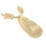 Carved Ivory Bone Elephant Necklace 22" L
