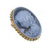 14K Cameo Brooch 5.1g TW 1 1/4" H