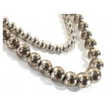 Sterling Bead Necklace 33.4g TW 24" L