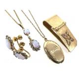 Gold-Fill Clip Locket Opal Earrings + 31.3g TW