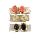 3 Pr 1950s Wingback Style Earrings