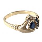 14K Diamond Sapphire Ring 2.8g TW Sz 8