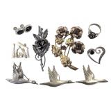 Sterling Pins Earrings Ring 58.4g TW