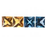 Blue Topaz & Citrine Faceted Gemstones
