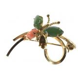 GF Butterfly Pin Brooch Jade Coral