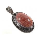 Sterling Brain Coral Pendant 12.1g TW 2" H