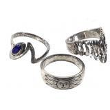 3 Sterling Rings 11.2g TW Sz 7-7 1/2