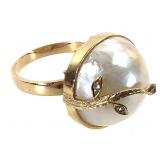 14K Mabe Pearl Ring 8.2g TW Sz 8 3/4