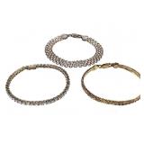 3 Sterling Bracelets 38.3g TW 7"- 8" L