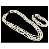 Freshwater Pearl 6 Strand Necklace & Bracelet