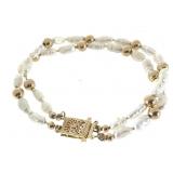 14K Pearl Dbl Strand Bracelet 6.8g TW 7" L