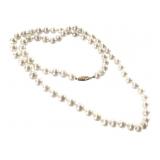 14K Clasp Pearl Necklace 20"L 6mm