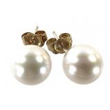 14K Pearl Earrings 2.2g TW 8mm Pearls