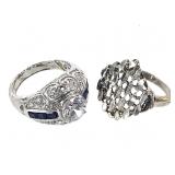 2 Sterling Rings 9.2g TW Sz 6-7 1/2