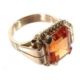 14K Citrine Ring 9.4g TW Sz 8